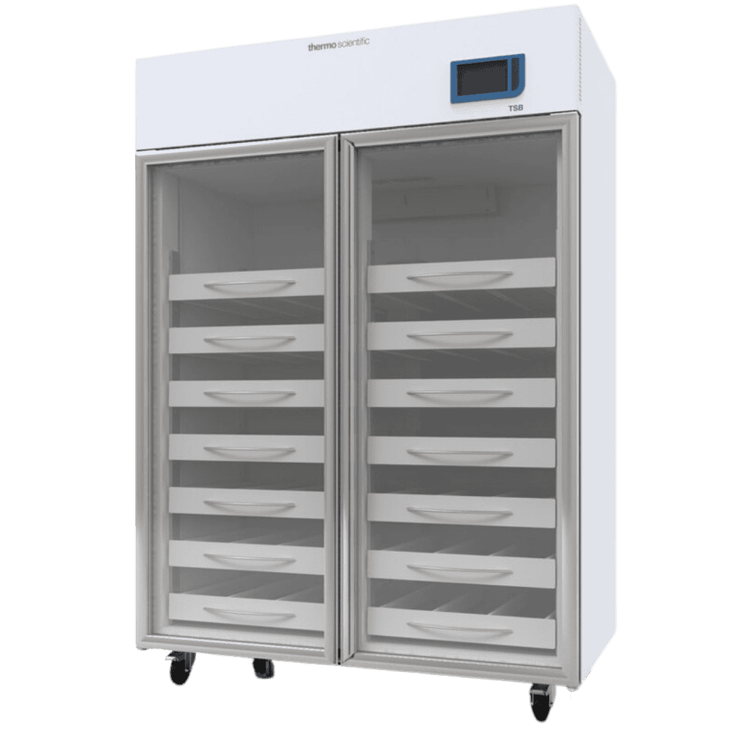 Thermo Scientific TSB bloedbankkoelkast van 1500 liter met transparante glazen deur voor opslag van bloedproducten