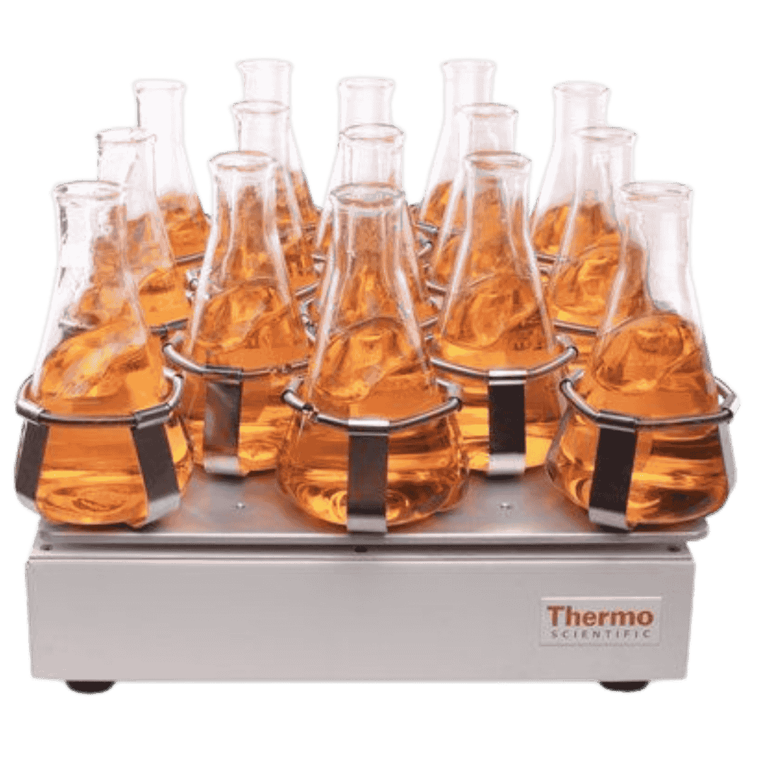 Vooraanzicht van een Thermo Scientific CO₂-bestendige orbitale shaker ontworpen voor gebruik in CO₂-incubatoren