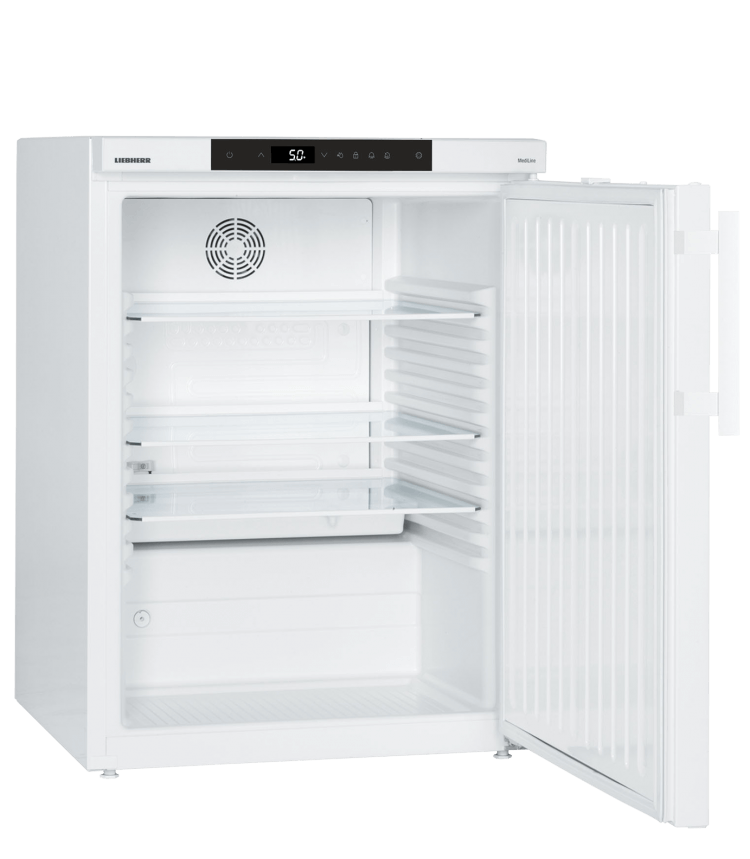 Open Liebherr LKUexv 1610 explosieveilige laboratorium koelkast met draagroosters