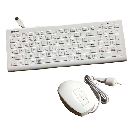 Wit waterdicht toetsenbord en bijpassende muis van Athena met USB-aansluiting