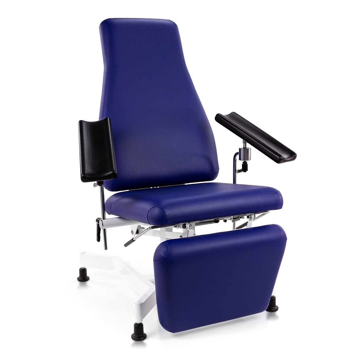 Score Vena Hydro bloedafnamestoel met verstelbare armsteunen en hydraulische hoogteverstelling op transparante achtergrond